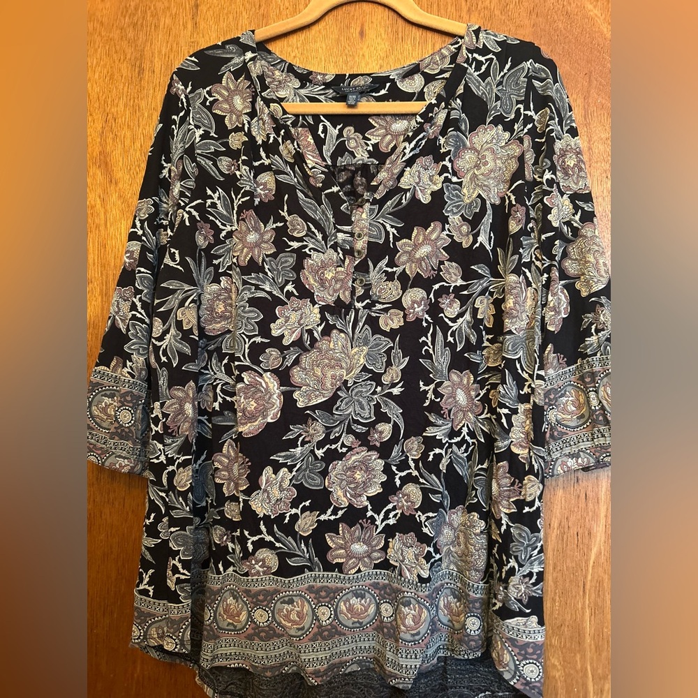 Lucky Brand Paisley 3/4 Sleeve Women’s Top Size 1X
